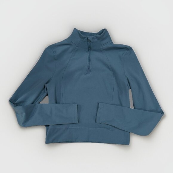 Yogalicious Lux 1/4 Zip Cropped Long Sleeve Pullover Top Blue Womens Size Small - Picture 1 of 12